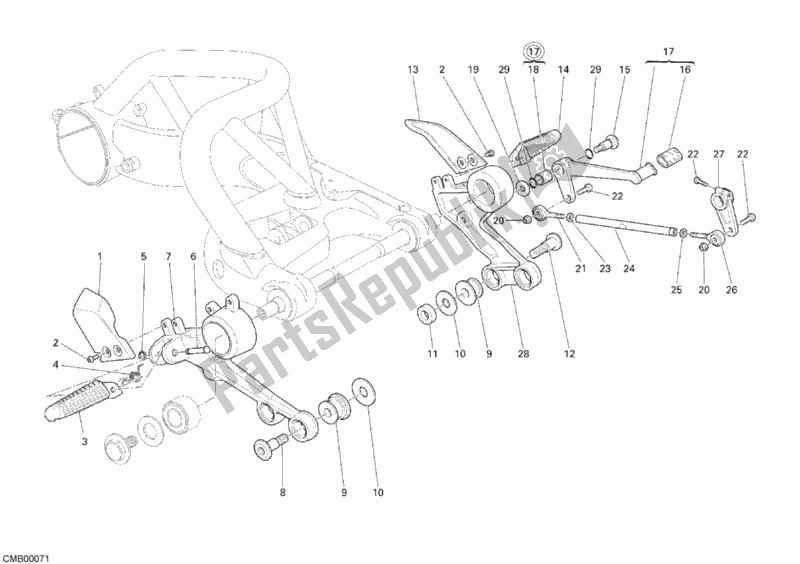 Todas las partes para Reposapiés de Ducati Monster S2R 1000 2007